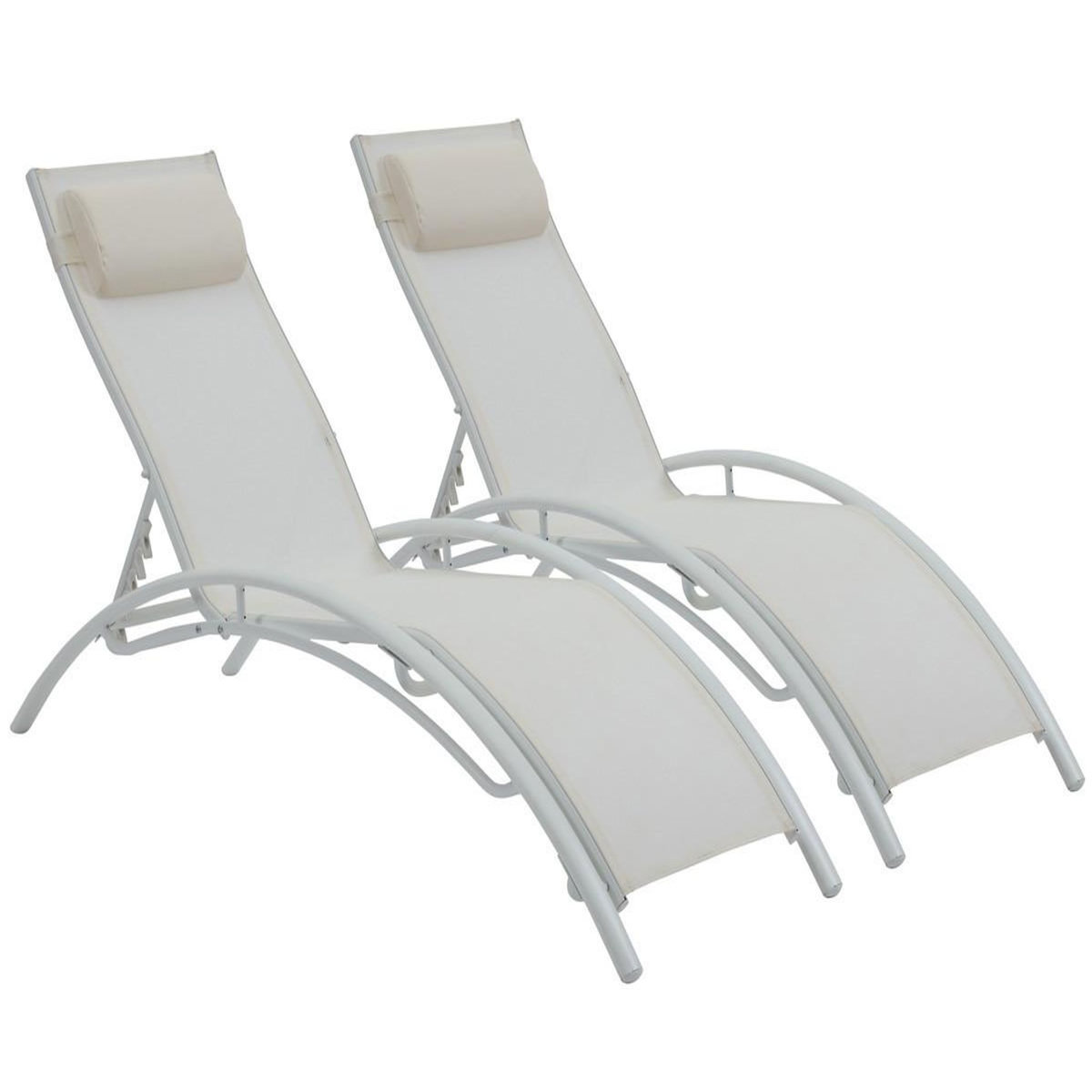 Habitat et Jardin Bain de soleil en aluminium  Beauty  - Phoenix - Ecru - Lot de 2