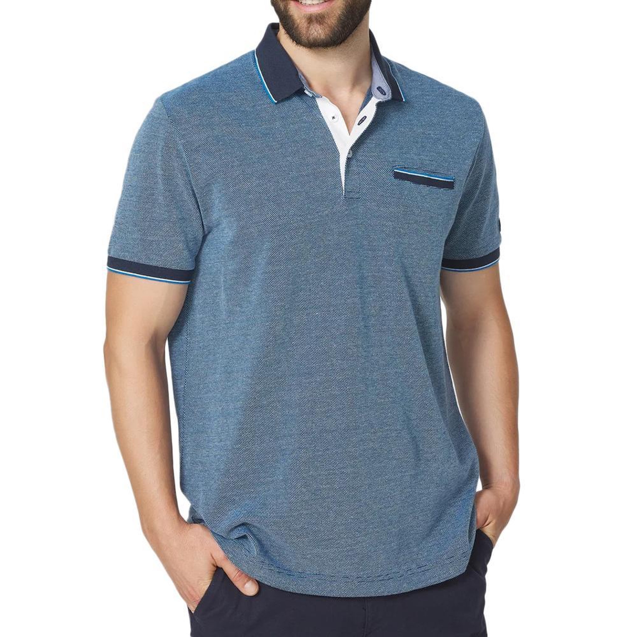 TBS Polo Bleu Homme TBS THUANPO. Coloris disponibles : Bleu