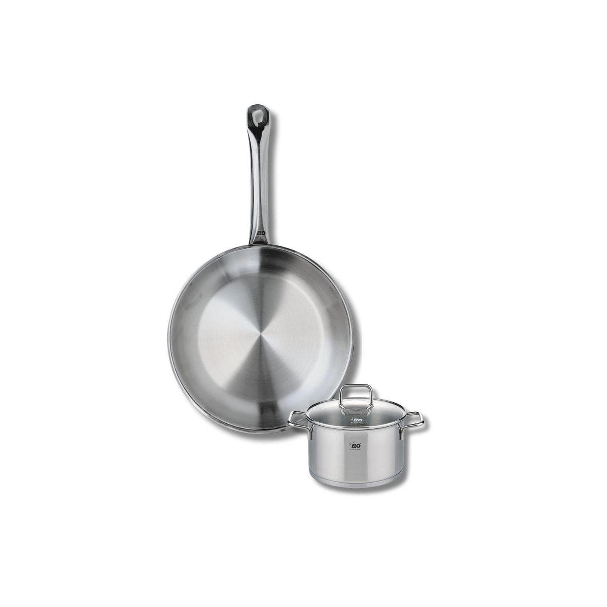 Voir la diapositive 1 : 666 Barcelona Ensemble de 1 Poêle de cuisson 28 cm et 1 faitout 14 cm Elo Profi Citrin