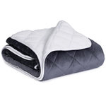 ID MARKET Couverture lestée 150x200 CM CELESTE biface polaire gris et blanc 7 kg