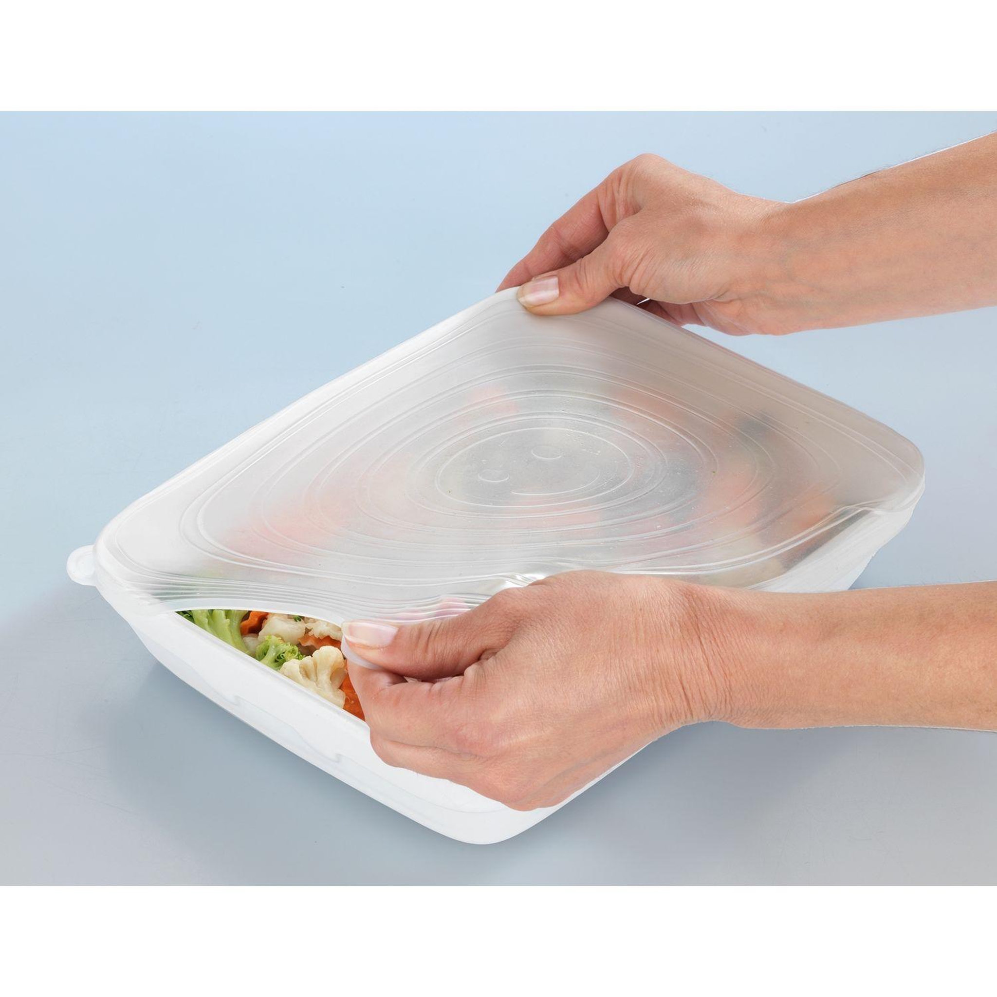 Voir la diapositive 2 : Wenko 6 couvres-pots extensibles en silicone stretch - blanc