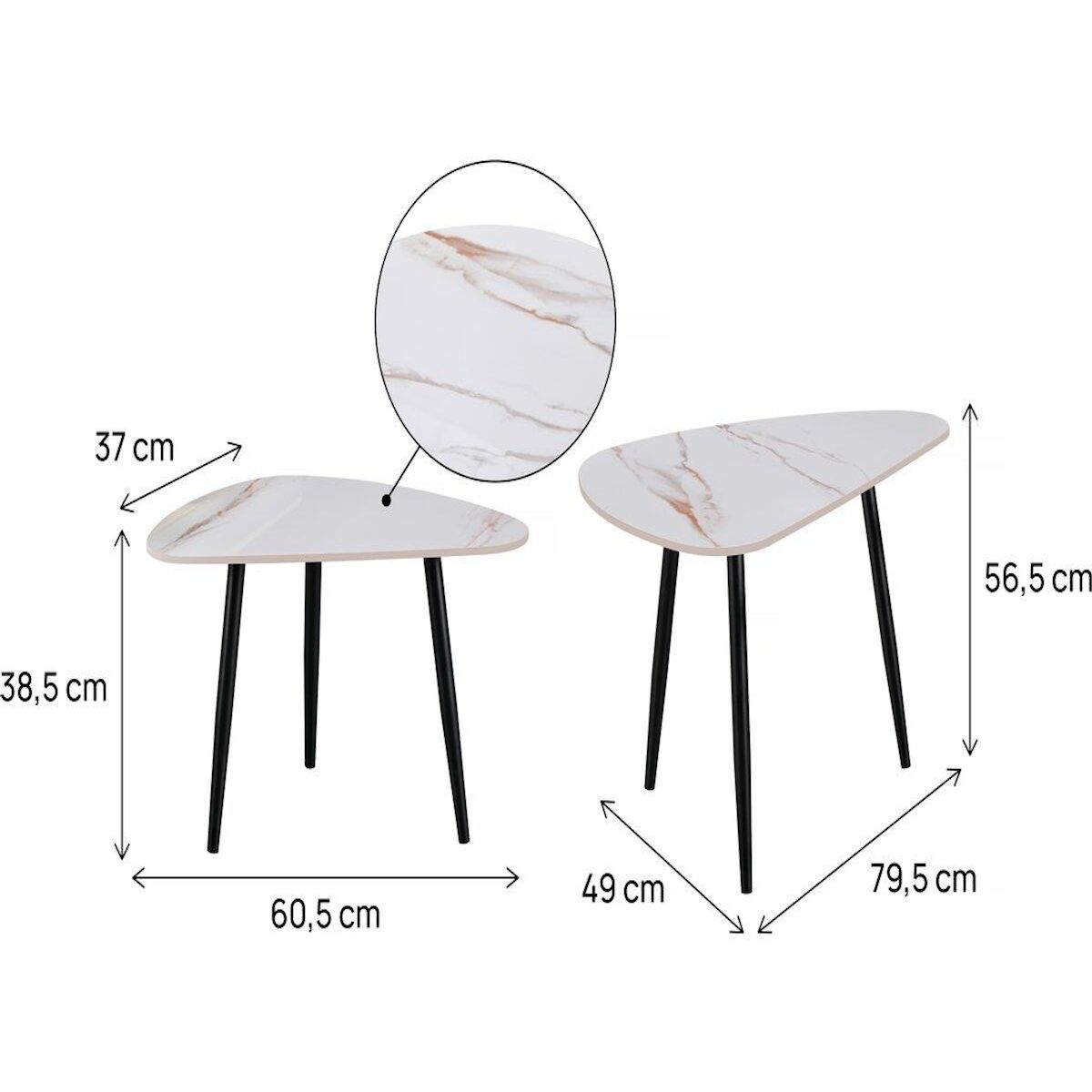 Habitat et Jardin Lot de 2 tables basses gigognes en céramique  Terra  - 49 x 79 x 56 cm - Blanc