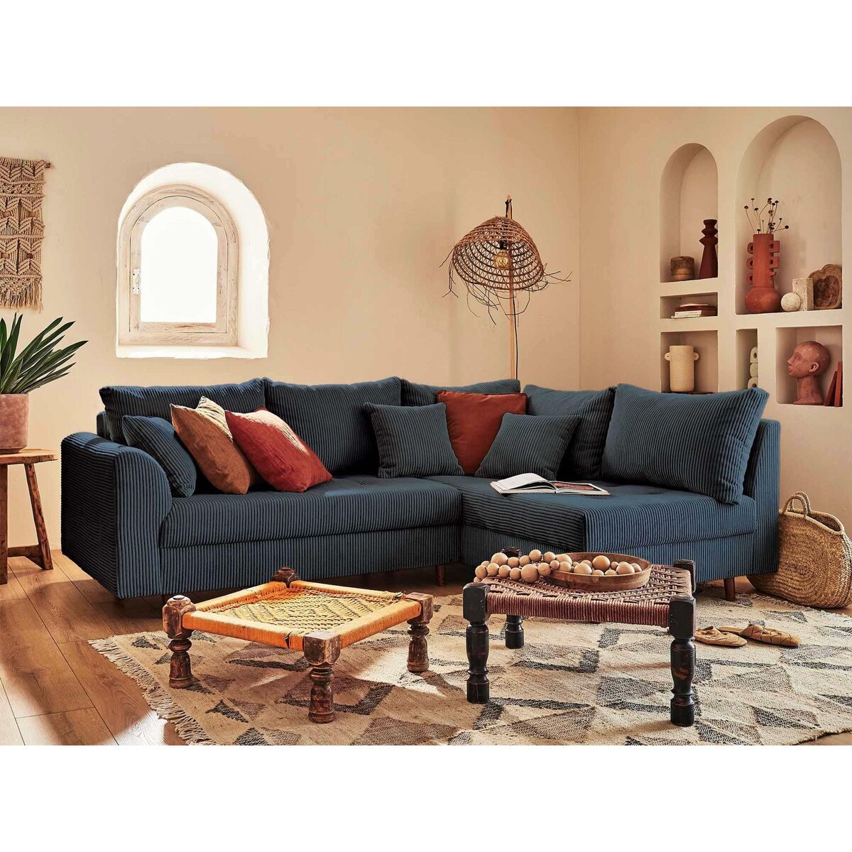 LISA DESIGN Rune - canapé d'angle droit - 4 places - en velours côtelé