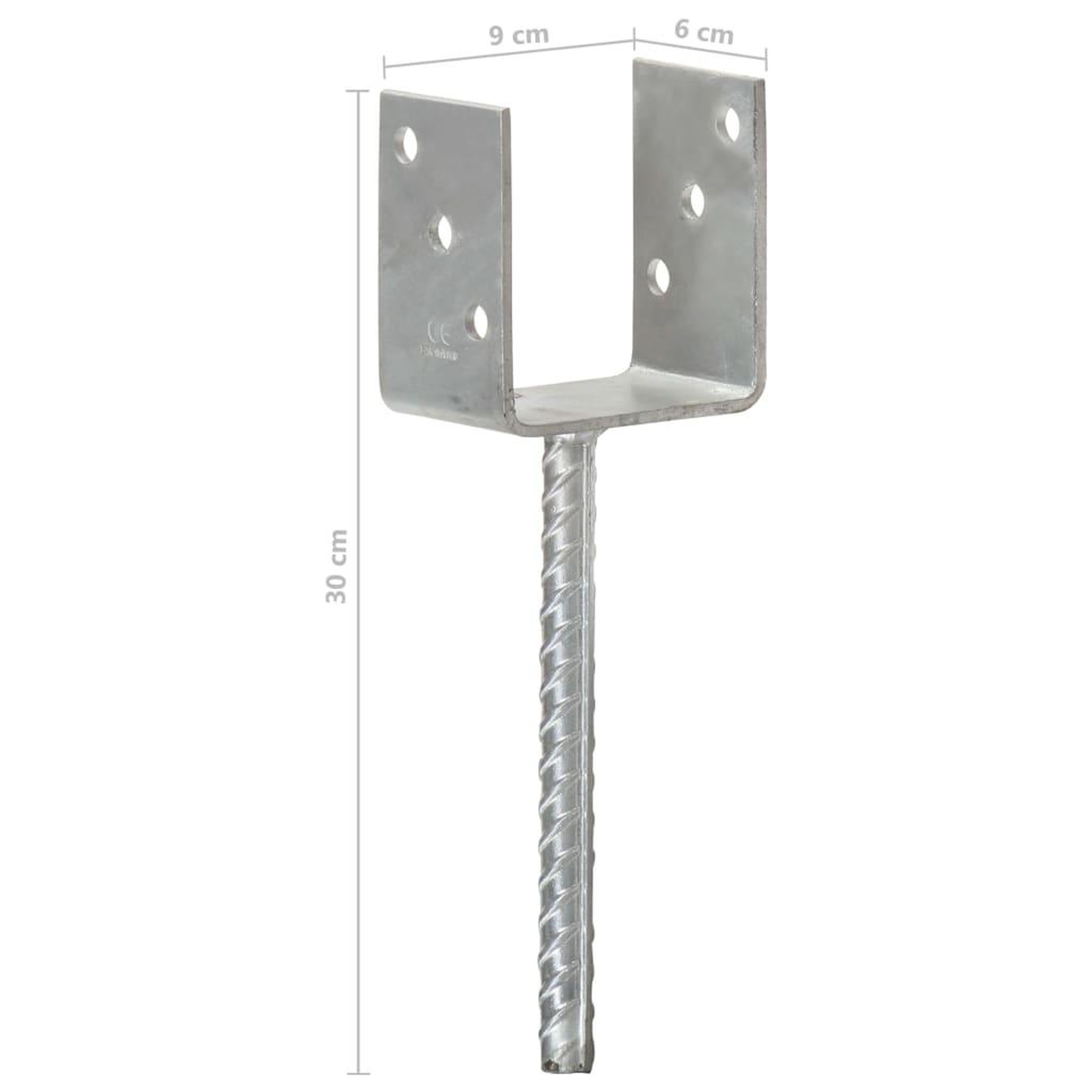 Voir la diapositive 6 : VIDAXL Piquets de cloture 6 pcs Argente 9x6x30 cm Acier galvanise