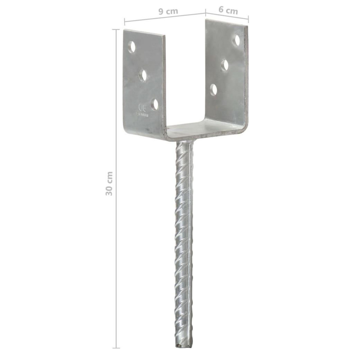 VIDAXL Piquets de cloture 6 pcs Argente 9x6x30 cm Acier galvanise