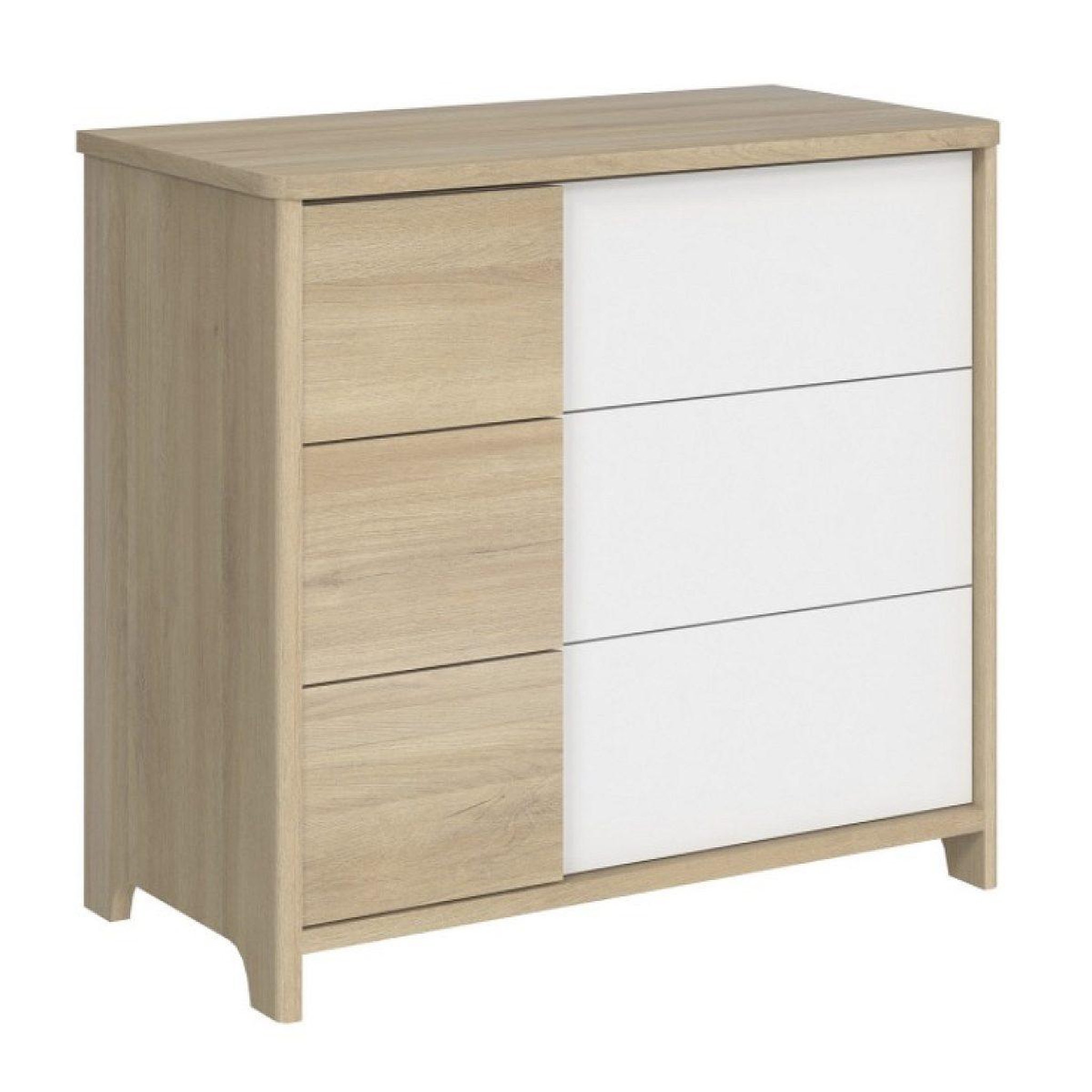 Voir la diapositive 2 : GALIPETTE Sacha commode 3 tiroirs 98x90x51cm finition chêne du bocage