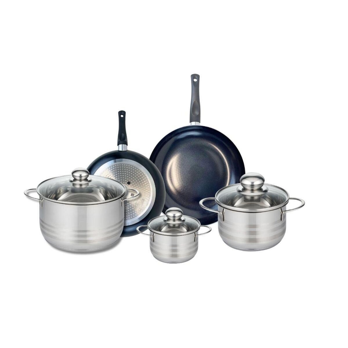 ELO Ensemble de 2 Poêles de cuisson 20 et 24 cm et 3 faitouts 12, 16 et 20 cm Elo Prima Brillant