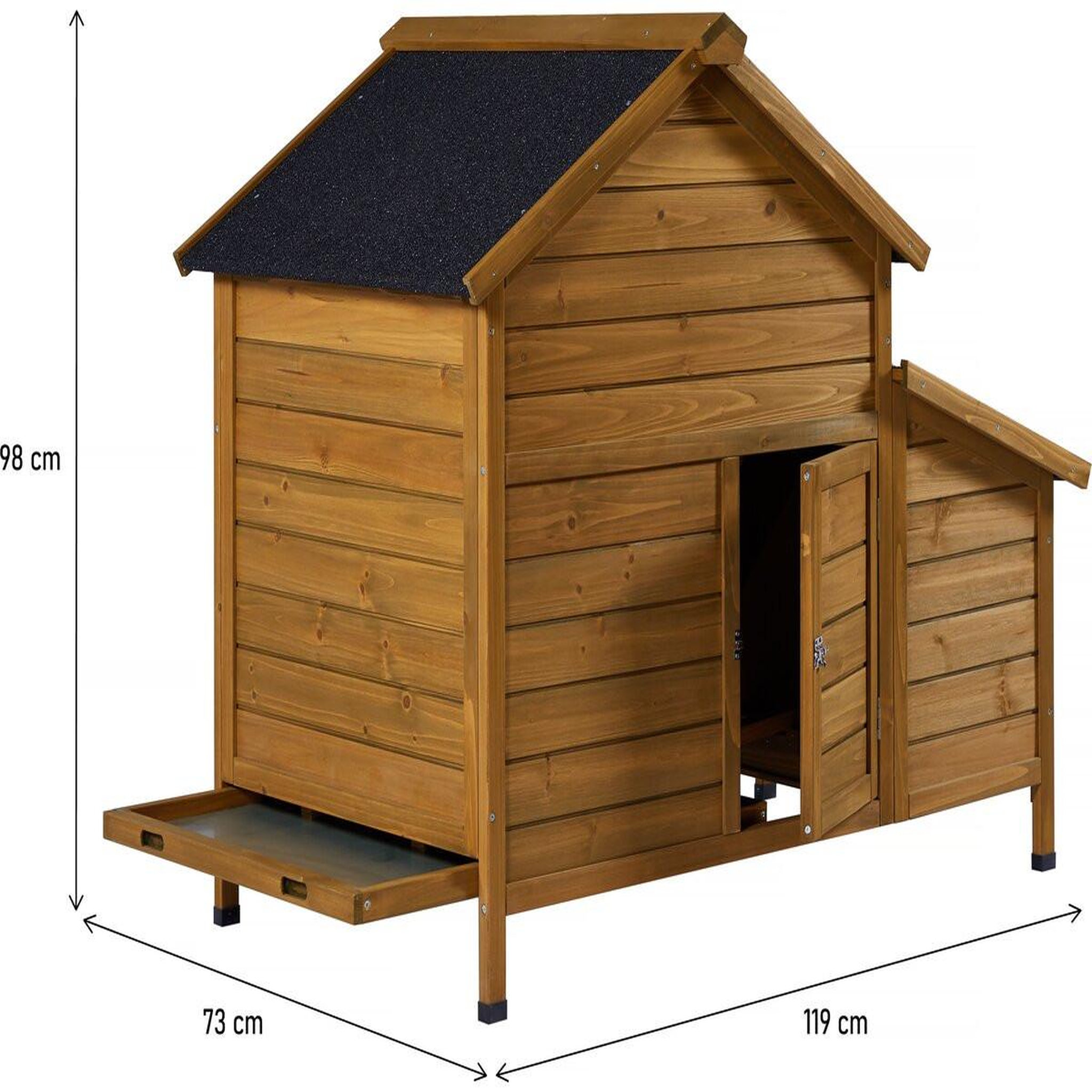 Voir la diapositive 3 : Habitat et Jardin Poulailler avec pondoir en bois  Cocotte  - Marron