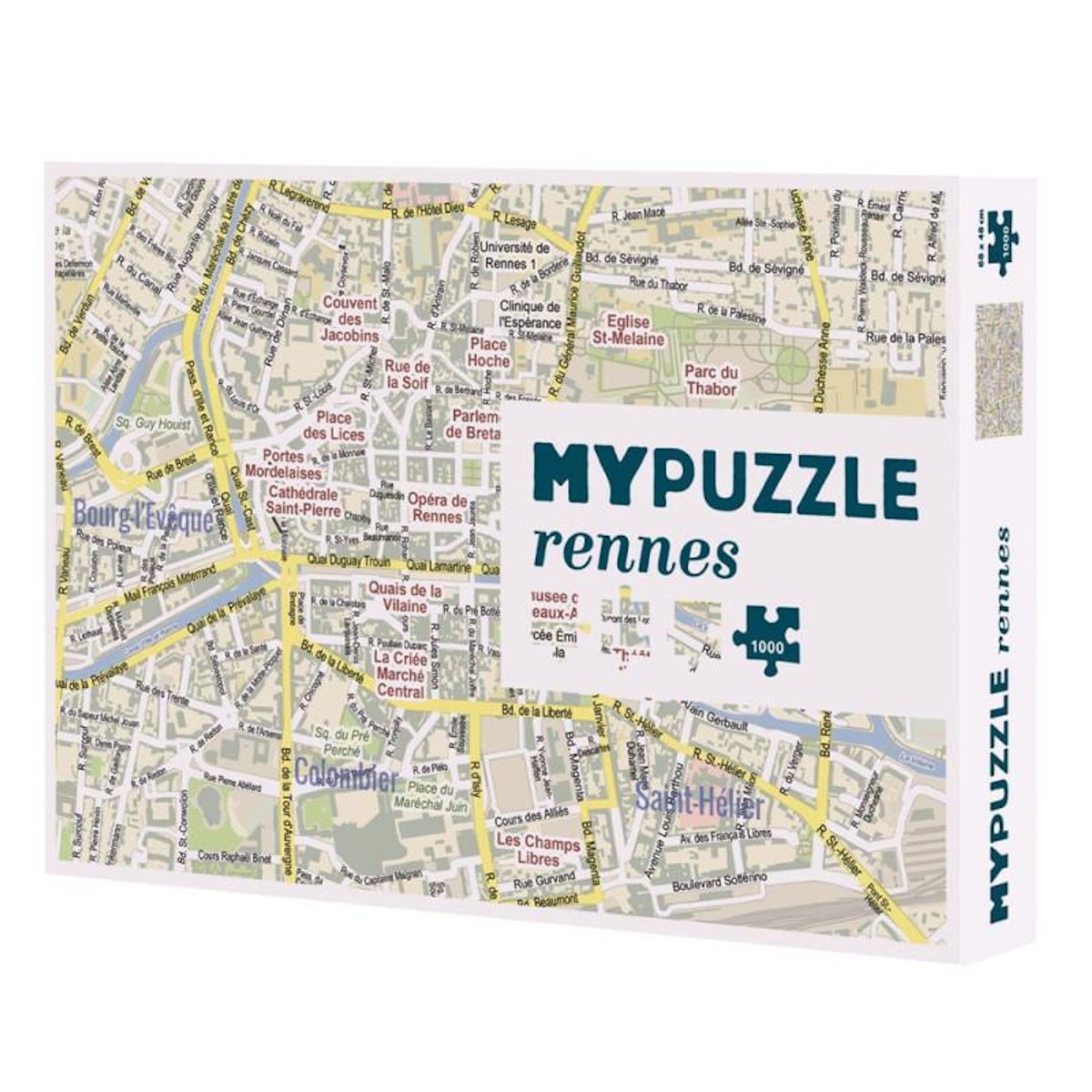Helvetiq Puzzle 1000 pièces – Rennes – Illustration urbaine moderne – Ville de France – Adulte – Helvetiq