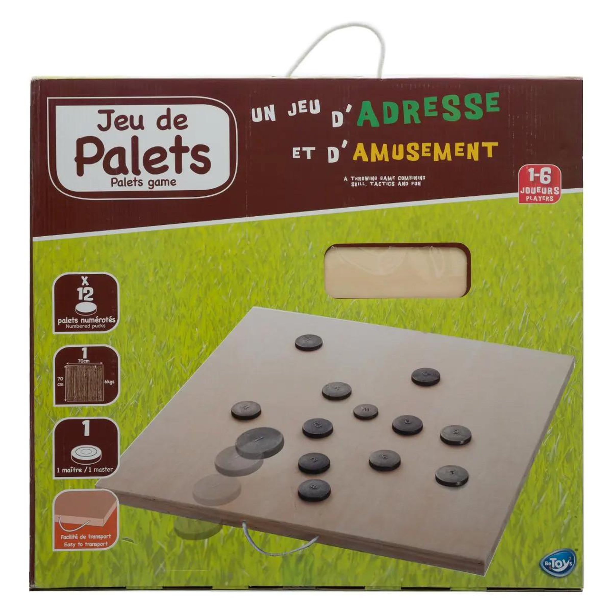 Voir la diapositive 2 : Be Toys Jeu de palets en bois 70x70cm beige