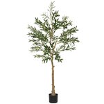 HOMCOM Olivier artificiel 150 cm plante artificielle intérieur en pot avec des feuilles et fruits réalistes