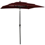 VIDAXL Parasol de jardin a 3 niveaux mat en aluminium rouge bordeaux