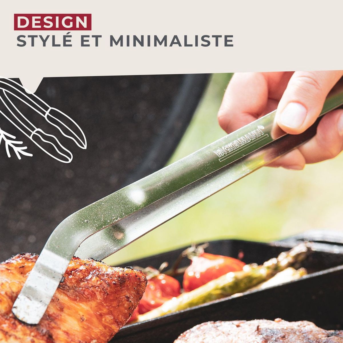 Fackelmann Pince à barbecue inox 36 cm Fackelmann Barbecue