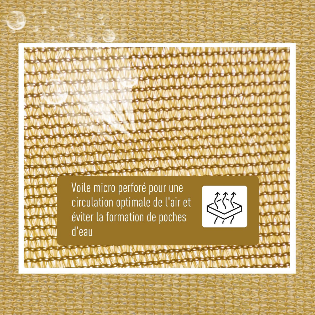 HOMCOM Voile d'ombrage rectangulaire 4x6m toile solaire taud de soleil sable