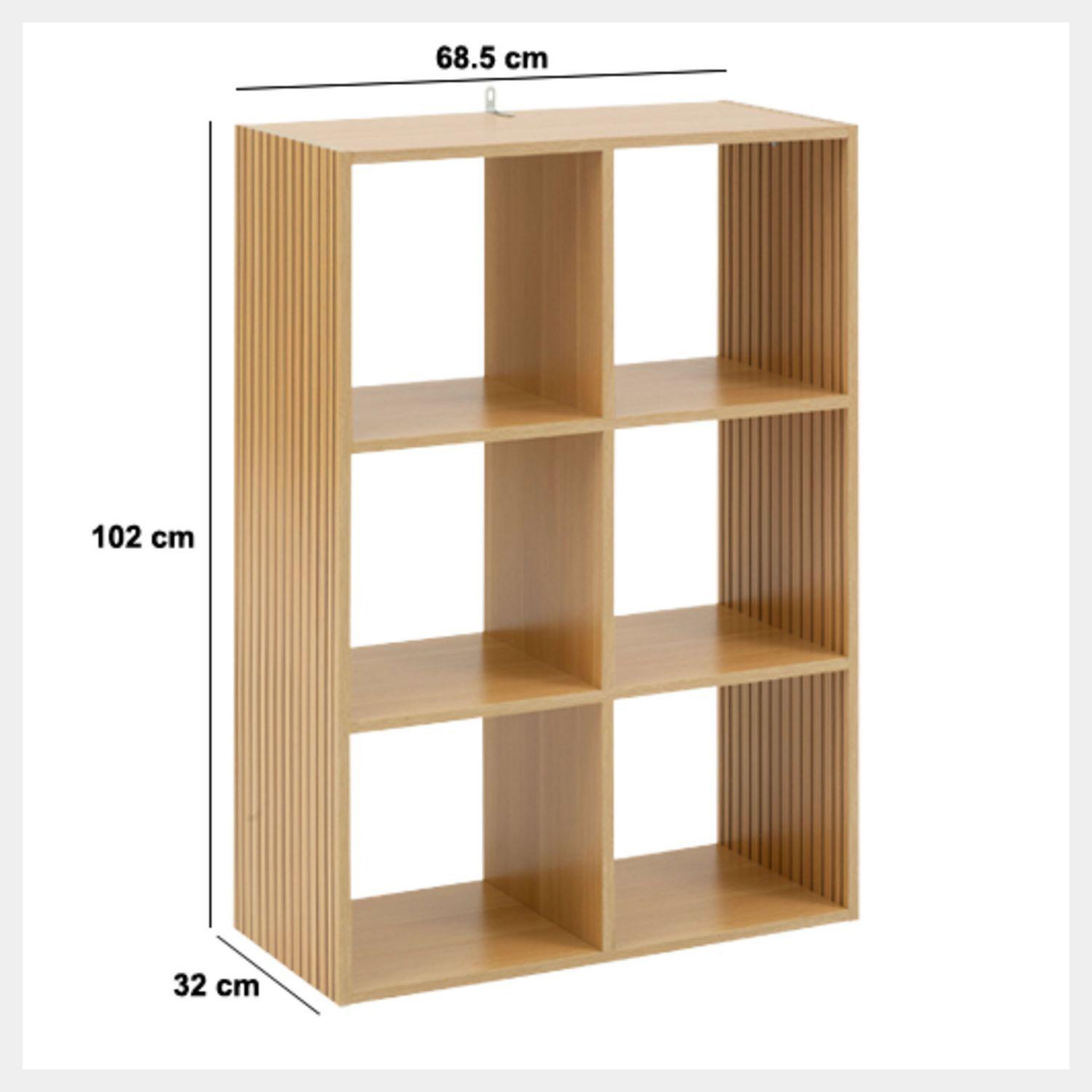 Voir la diapositive 3 : FIVE Étagère 6 cases mix en bois tasso - beige