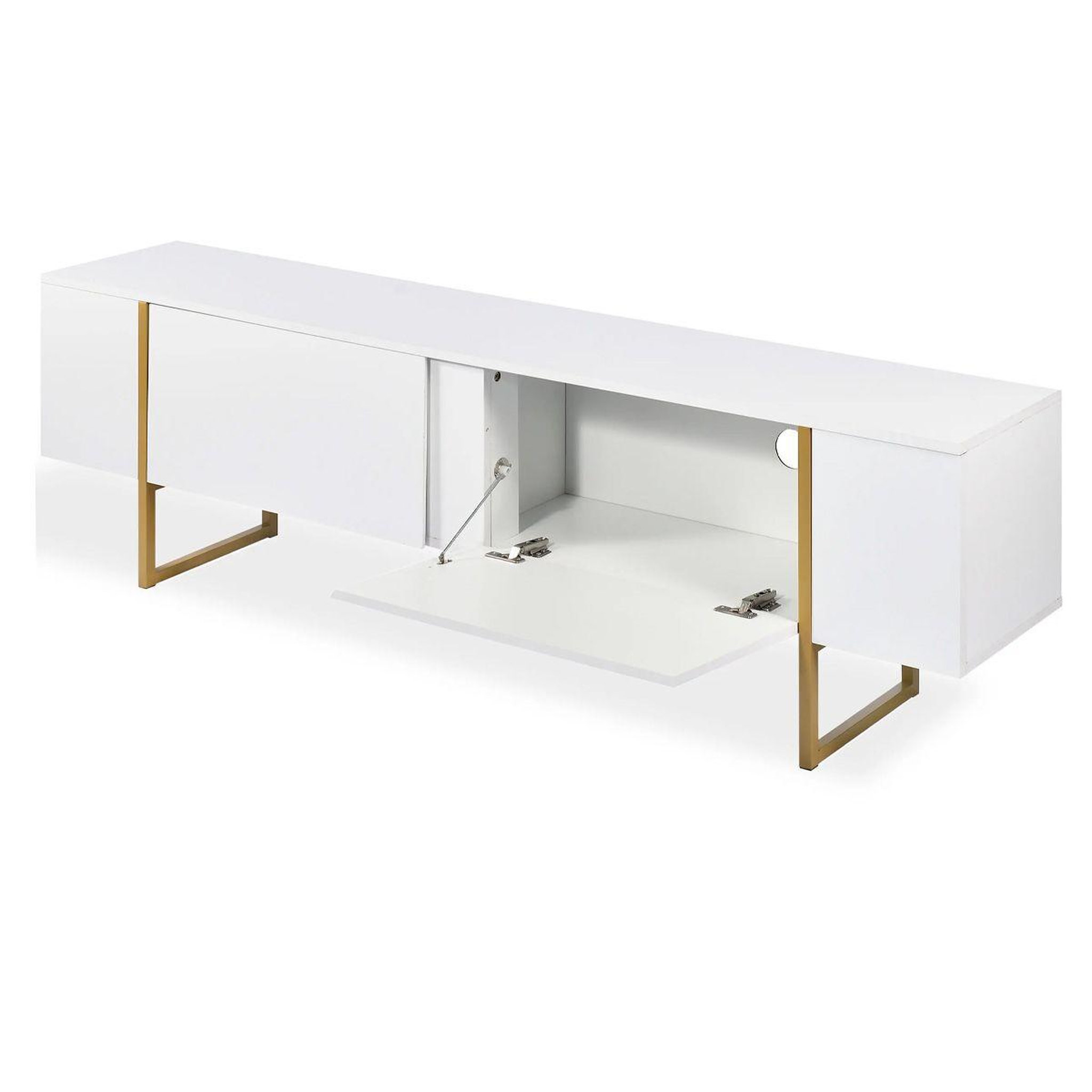 Voir la diapositive 4 : Paris Prix Meuble tv 2 portes  valentin  180cm blanc & or