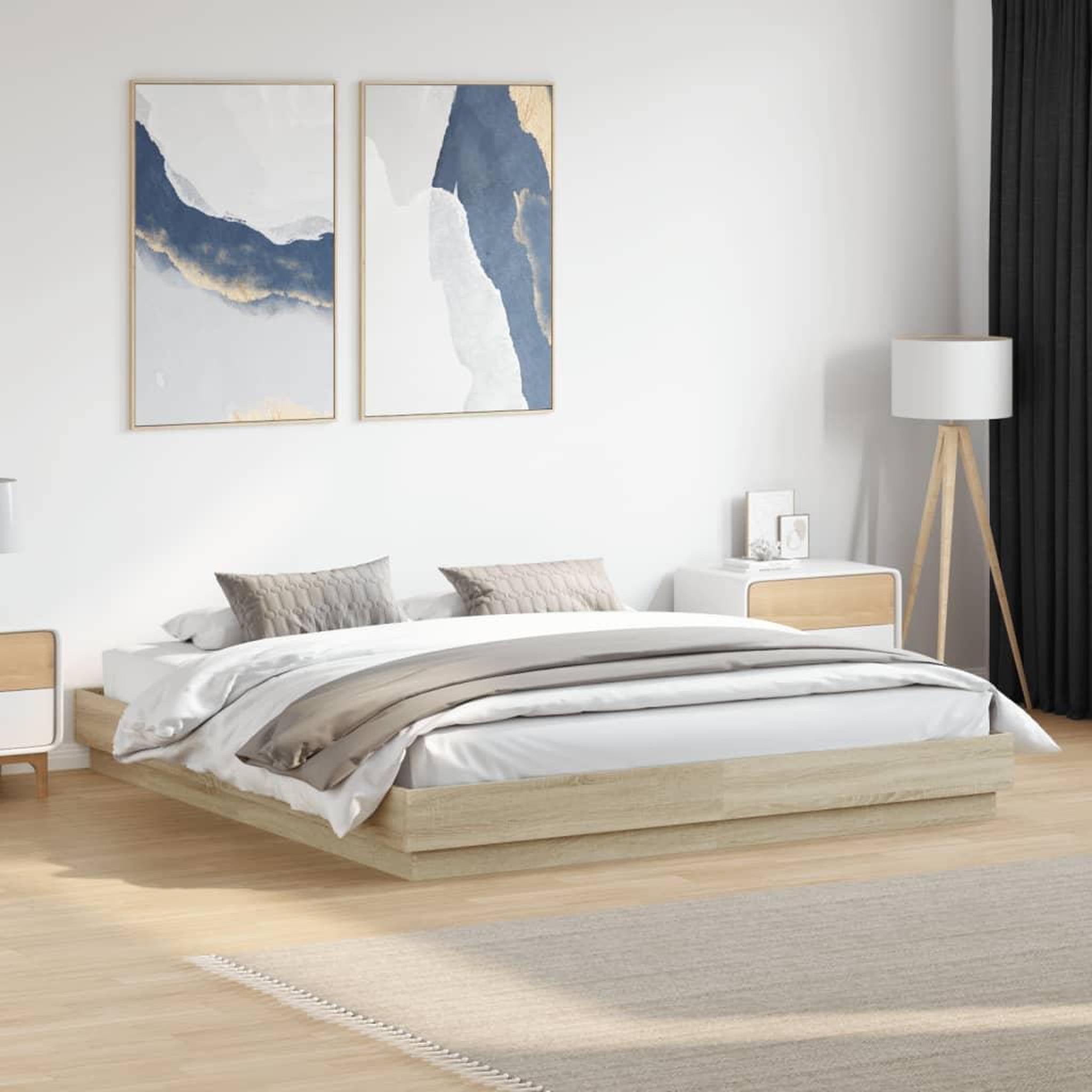 VIDAXL Cadre de lit sans matelas chene sonoma 200x200 cm