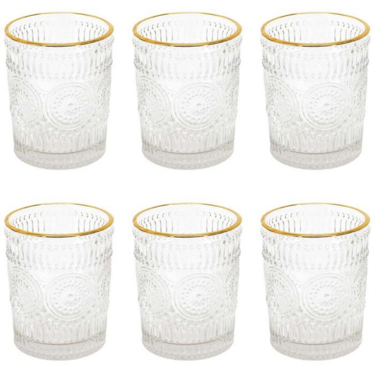 Paris Prix Lot de 6 Verres Design  Liseré  18cl Transparent