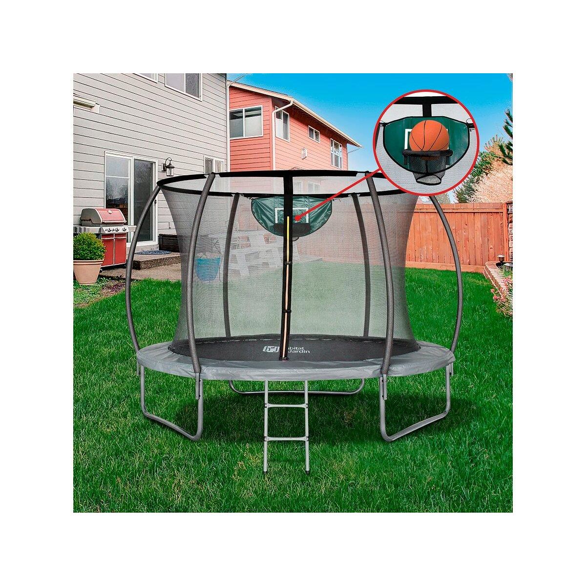 Habitat et Jardin Trampoline avec filet intérieur  jumper  - Ø 3,05 - Gris