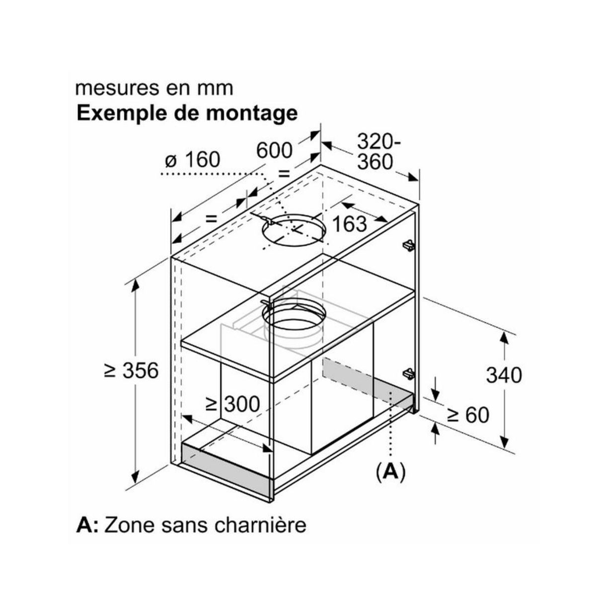Neff Hotte box intégrée 60cm 460m3/h noir - d65xam2s0