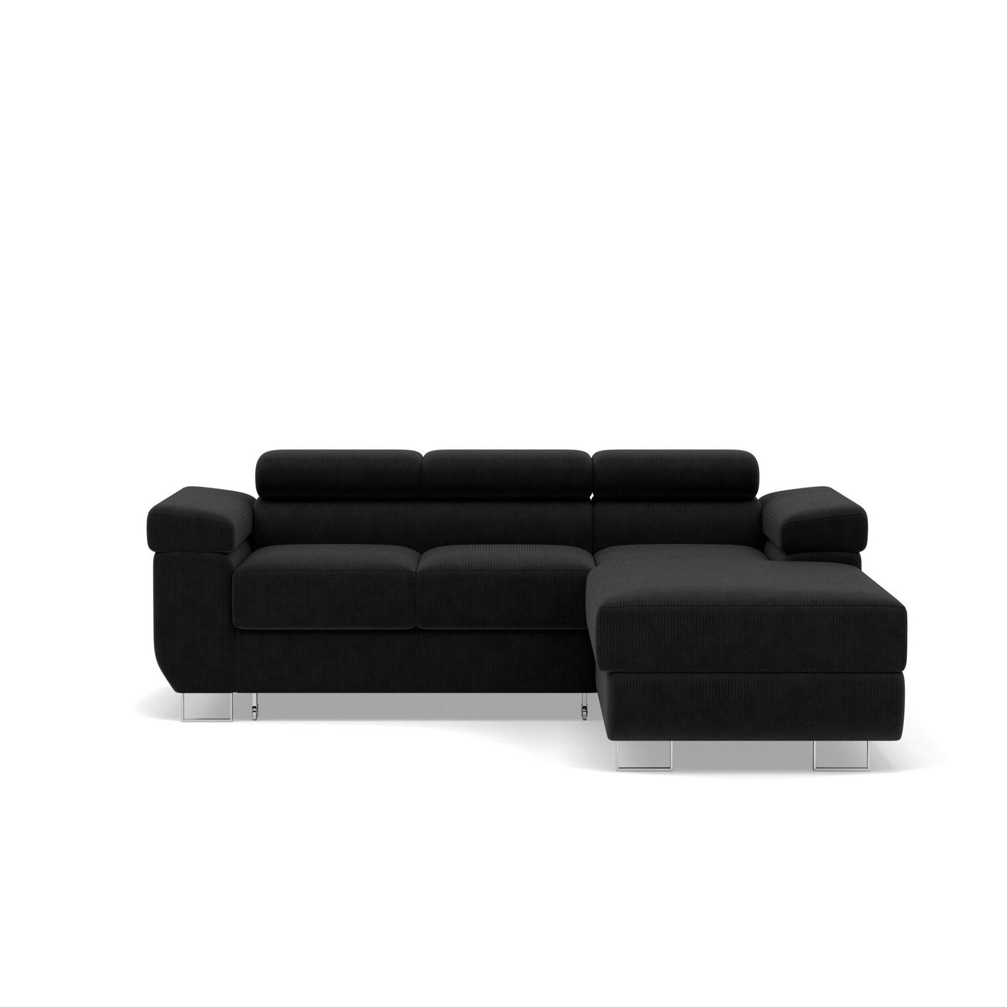 Voir la diapositive 1 : BEST MOBILIER Pablo - canapé d'angle droit - 6 places - convertible avec coffre et têtières réglables - en velours côtelé
