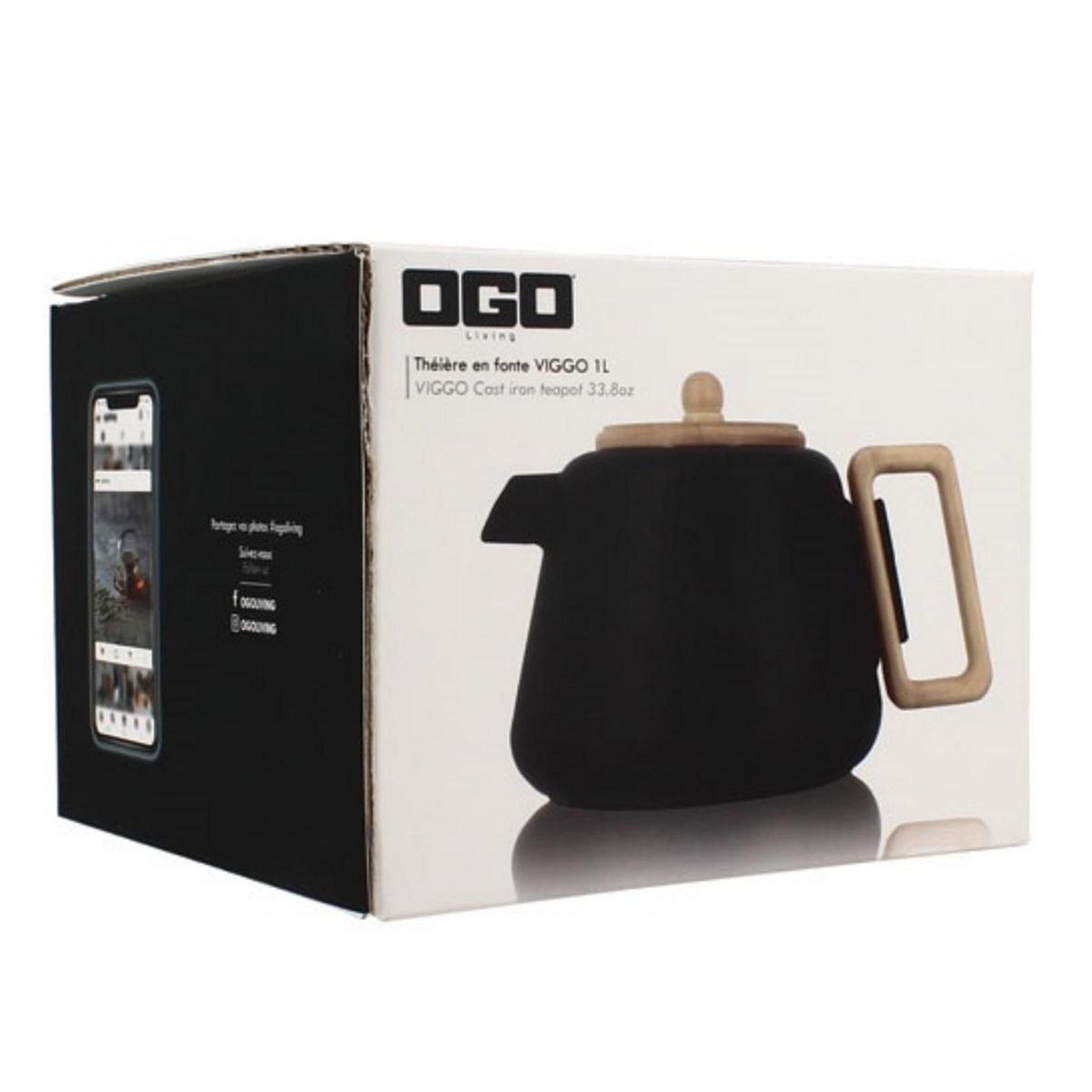 Voir la diapositive 4 : OGO LIVING Théière en fonte 1l noir - 7912179