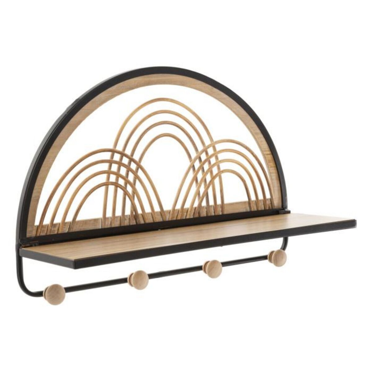 Paris Prix Patère Murale Avec Étagère  Porto  46cm Noir & Naturel