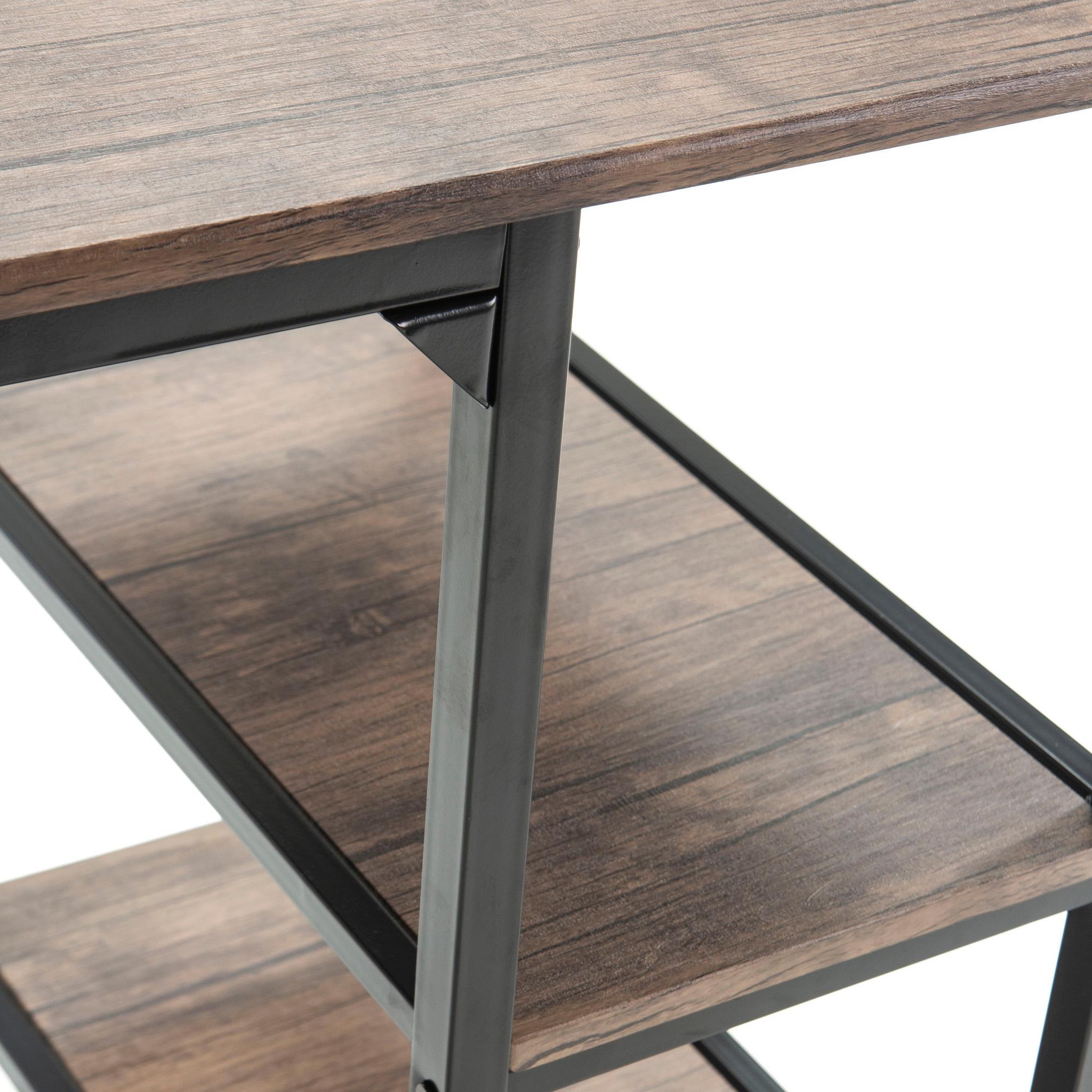 Voir la diapositive 4 : VS VENTA-STOCK Bureau Colón Noir,Table pour PC, 2 Rayons, Style Industriel, 110 cm Longueur
