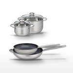 ELO Lot de 2 Poêles 28/32 cm et 2 Faitouts 16/24 cm Elo Profi Therm Platinum