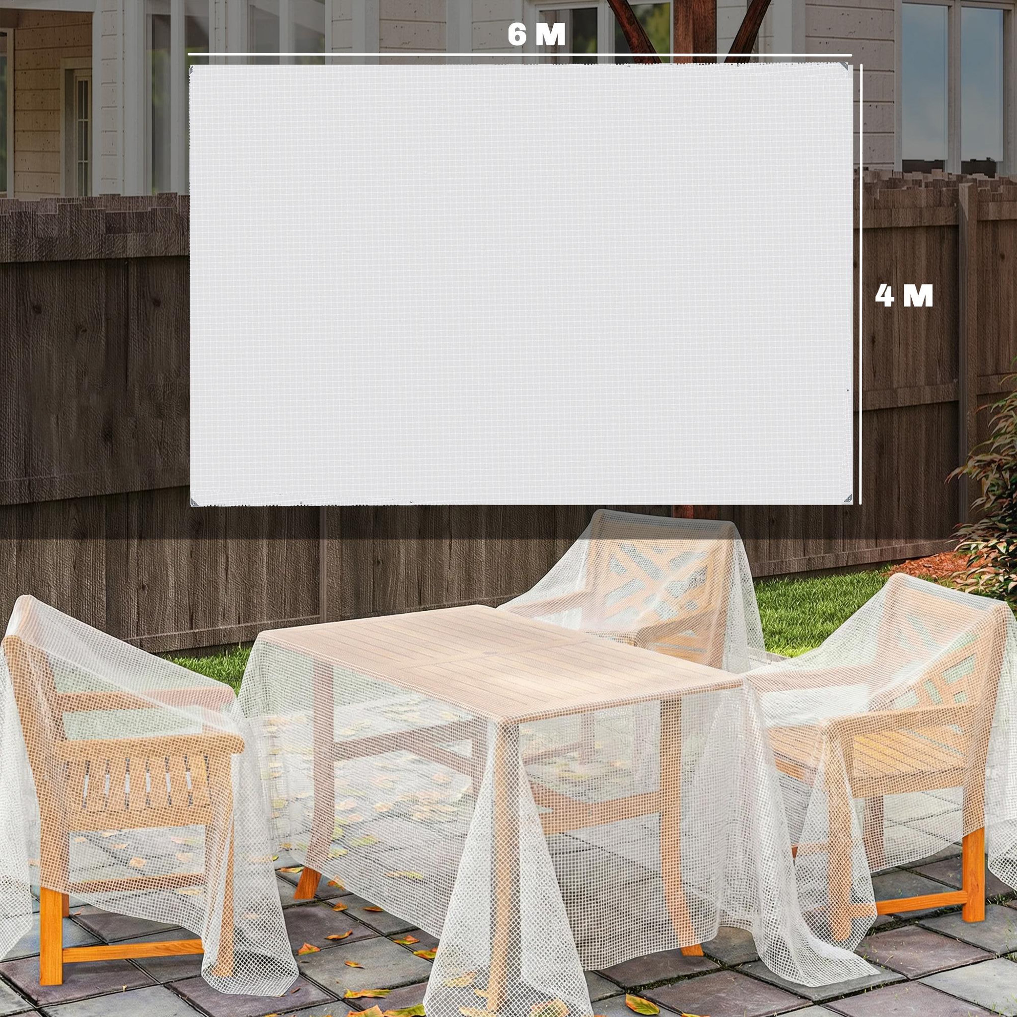 Voir la diapositive 3 : OUTSUNNY Bâche de protection blanche intérieur/extérieur 6x4m 140g/m²
