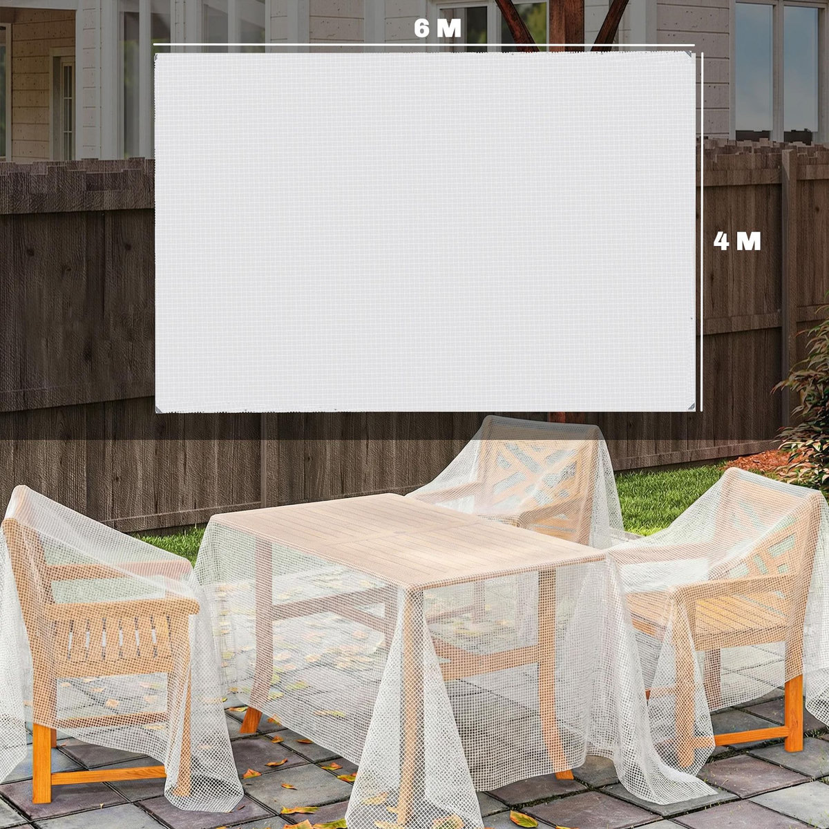 OUTSUNNY Bâche de protection blanche intérieur/extérieur 6x4m 140g/m²