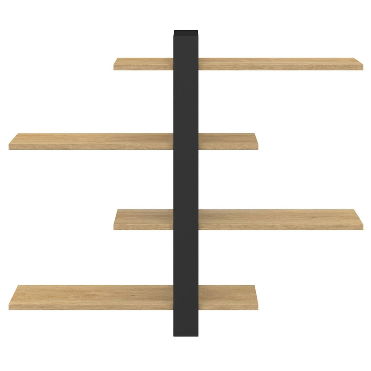 ID MARKET Etagère murale avec étagères coulissantes ORA 4 niveaux façon hêtre et noir
