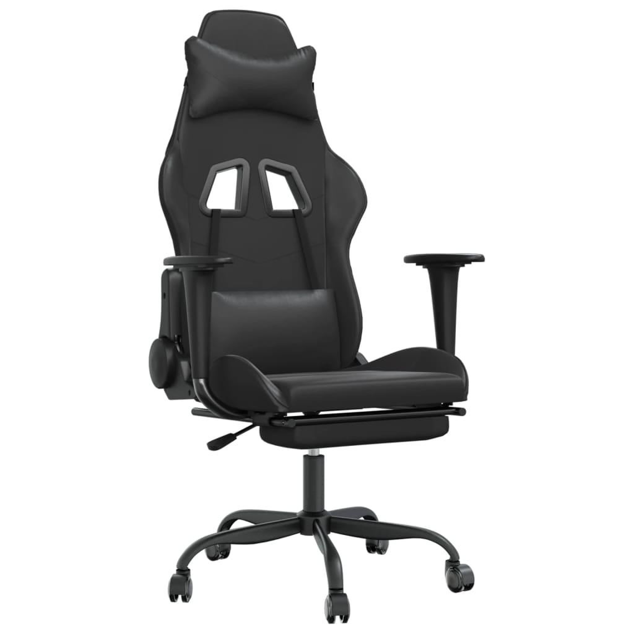 Voir la diapositive 2 : VIDAXL Chaise de jeu avec repose-pied Noir Similicuir