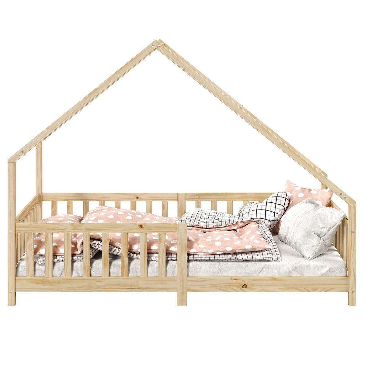 IDIMEX Lit cabane  asymétrique CORA 90 x 200 cm en pin massif