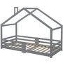 Voir la diapositive 5 : MERAX Lit cabane enfant 90 x 200 cm avec sommier