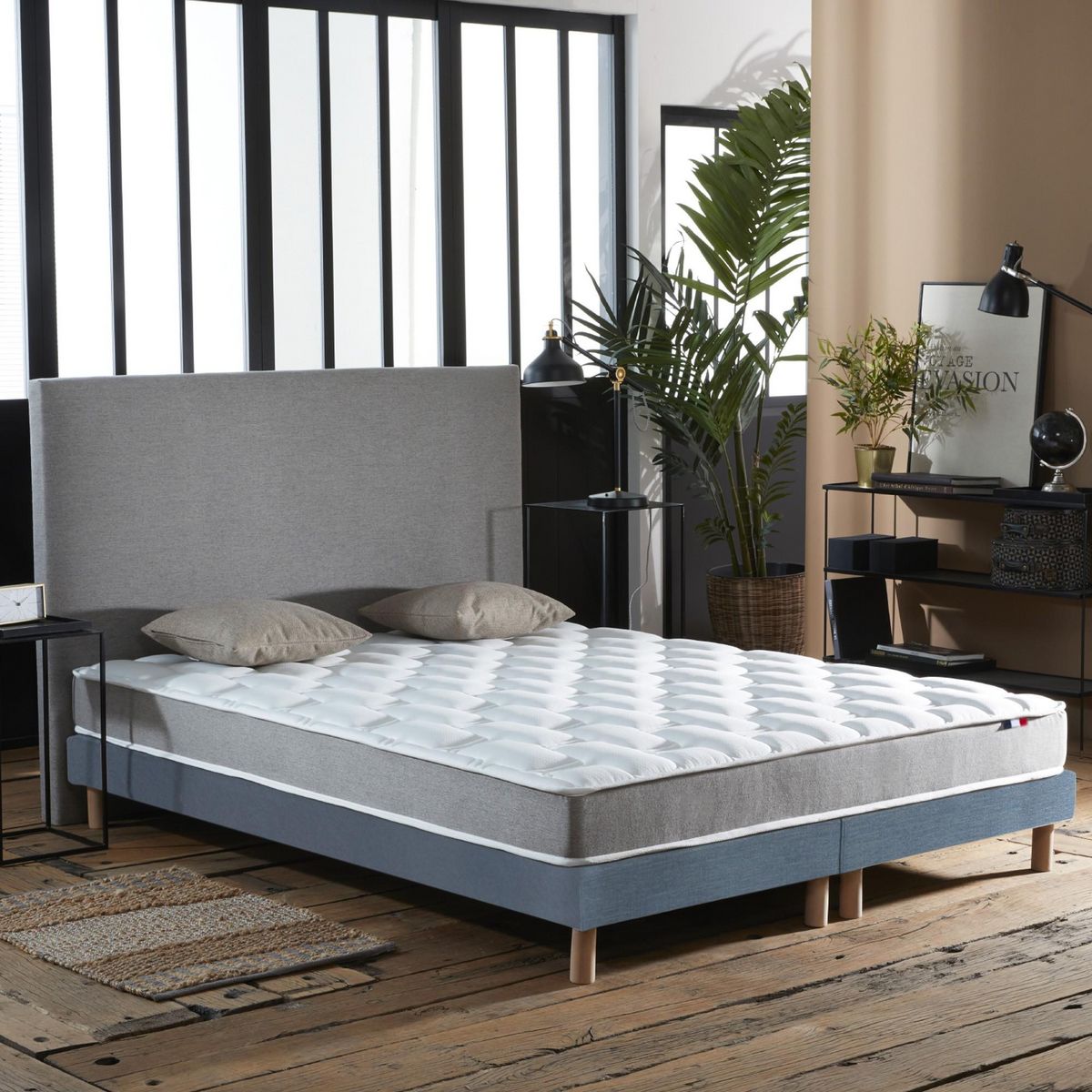 IDLITERIE Ensemble matelas mémoire de forme MAM AZUR avec sommier - confort français