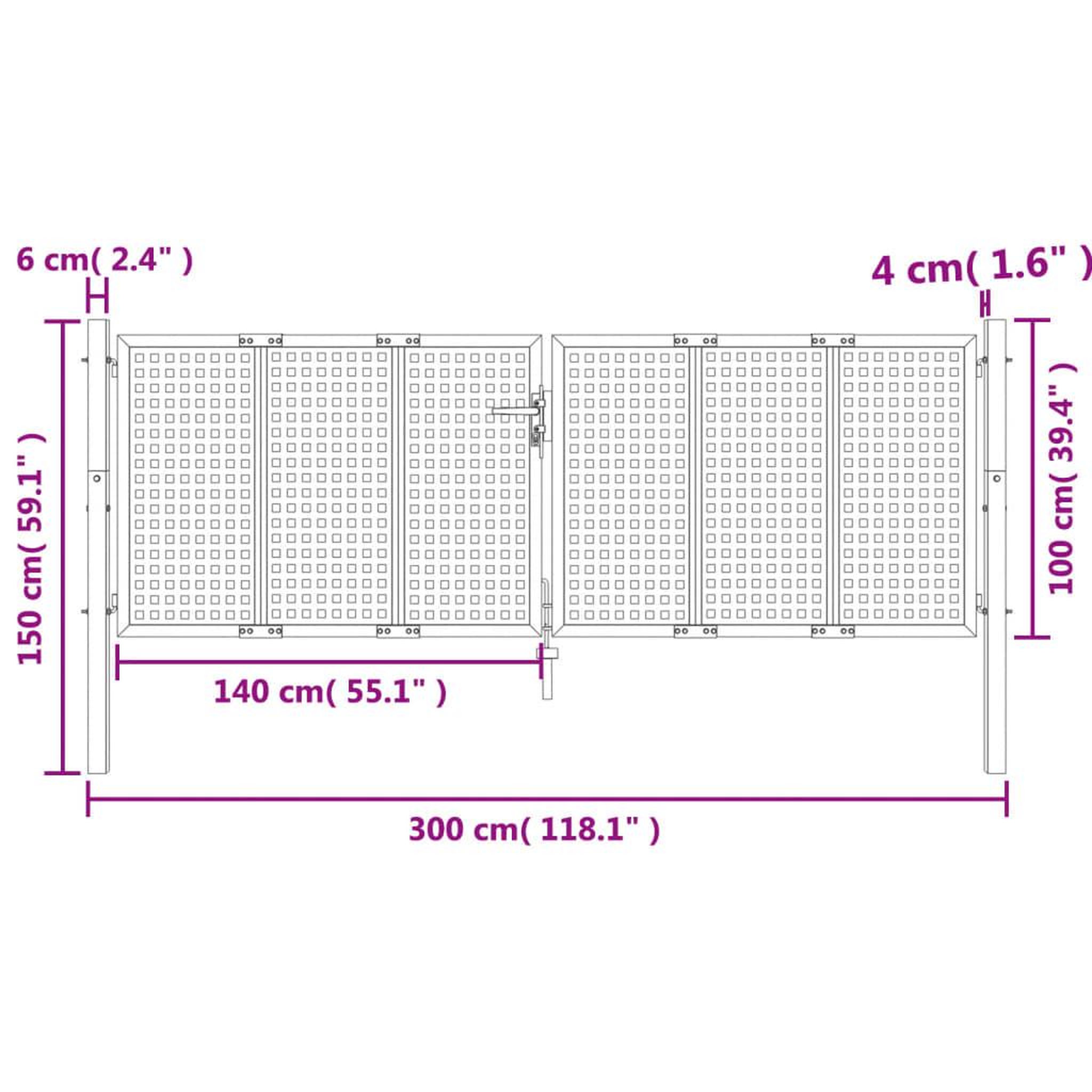 Voir la diapositive 6 : VIDAXL Portail de jardin anthracite 300 x 150 cm acier