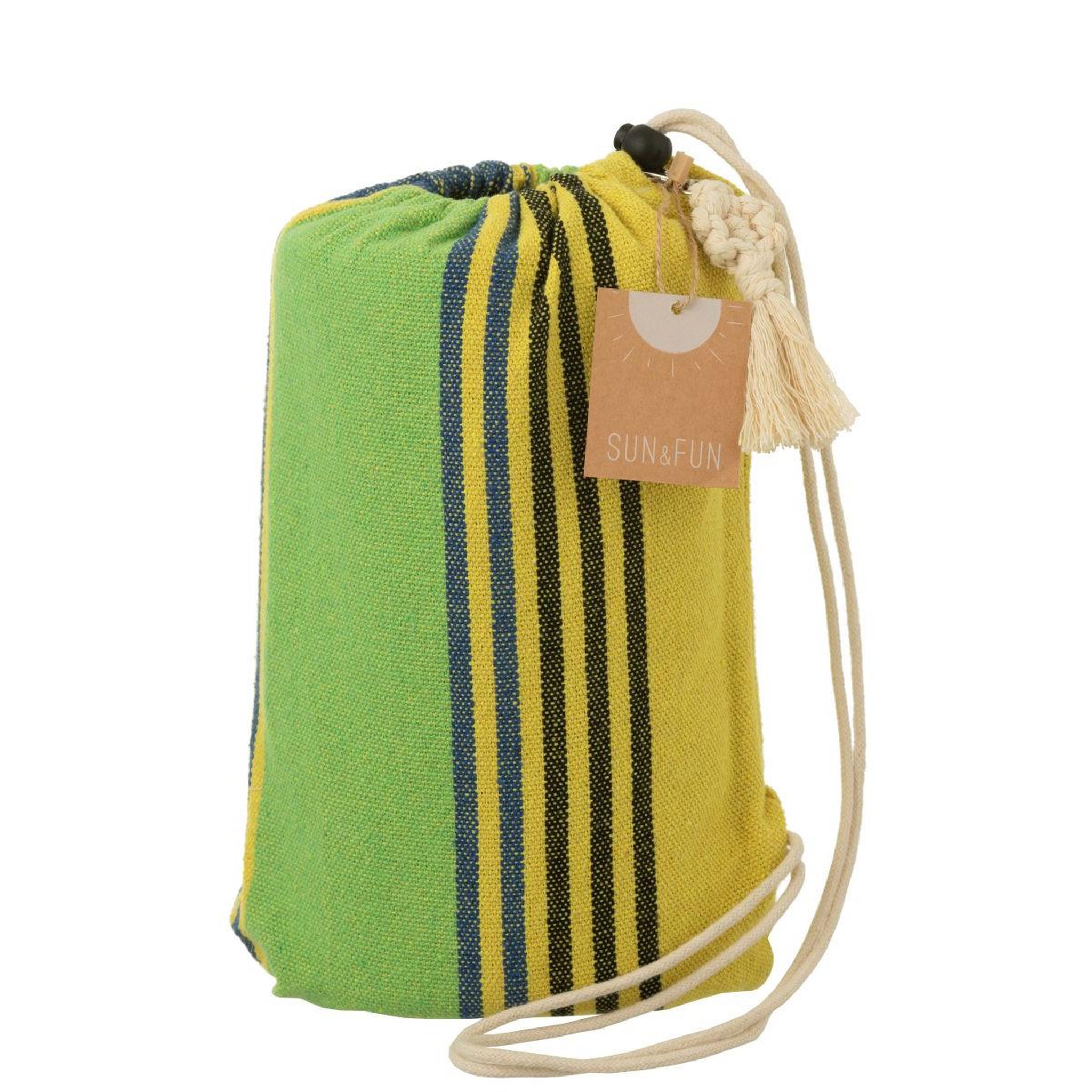 Voir la diapositive 4 : J-LINE Hamac en tissu  rayures  200cm vert