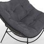 Voir la diapositive 6 : ID MARKET Fauteuil de jardin relax LOA effet rotin gris et coussin gris