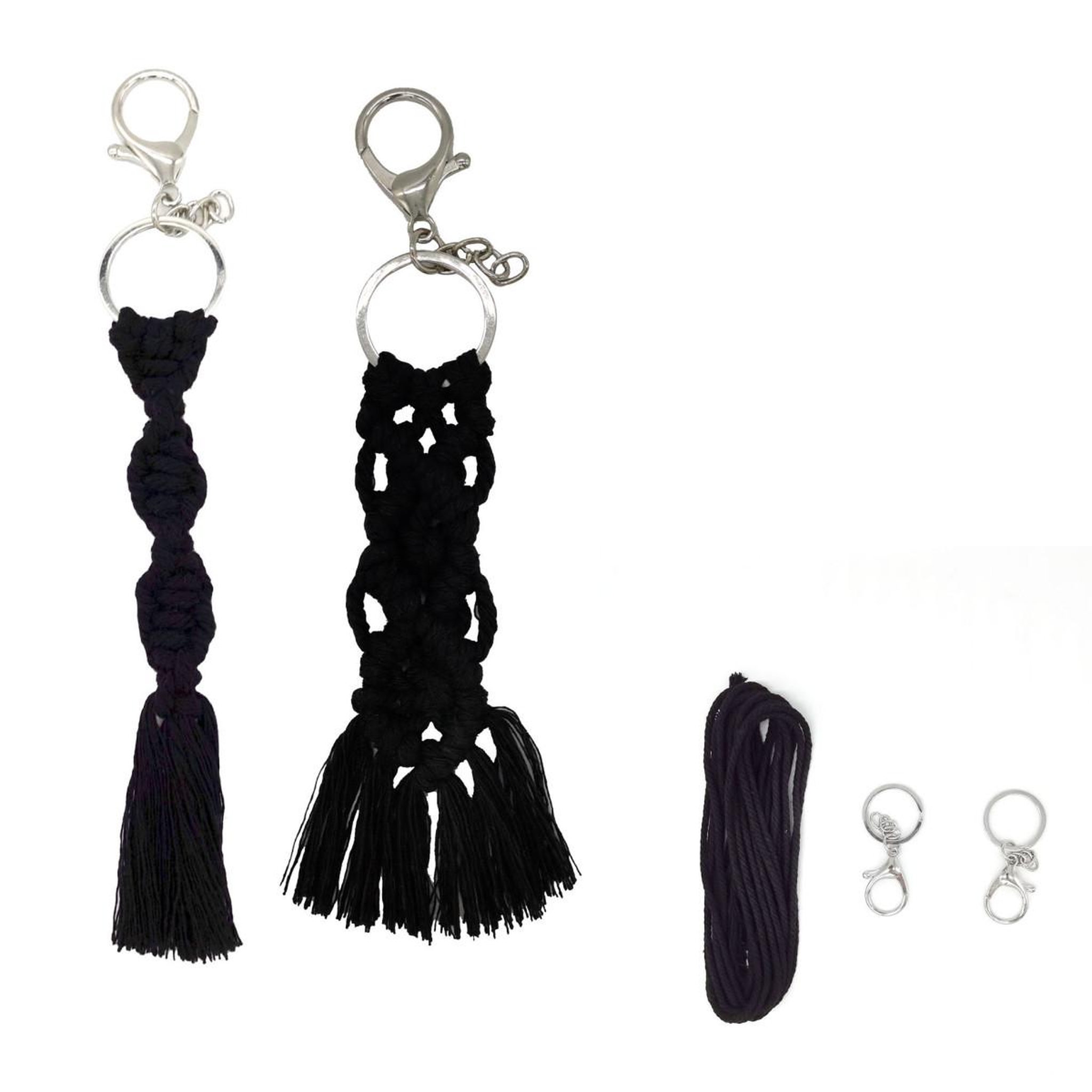 HOMEA Kit Macramé  2 Porte-Clés  20cm Noir
