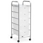 Voir la diapositive 1 : IDIMEX Caisson sur roulettes GINA, en métal chromé avec 5 tiroirs en plastique blanc
