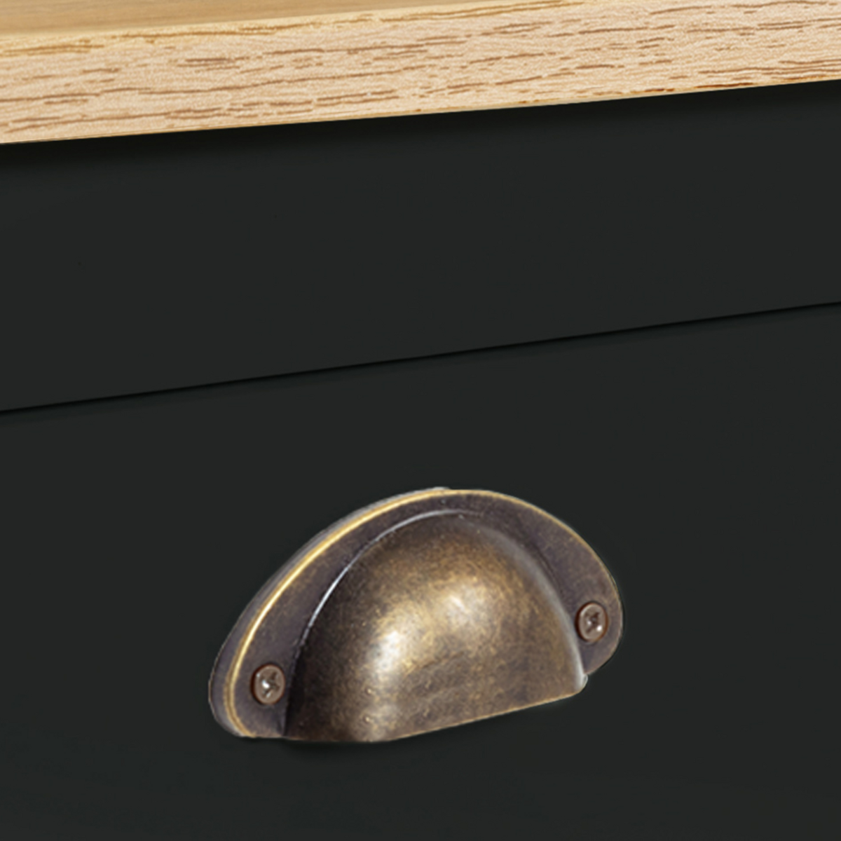 ID MARKET Meuble TV 113 cm campagne ISIS bois et noir