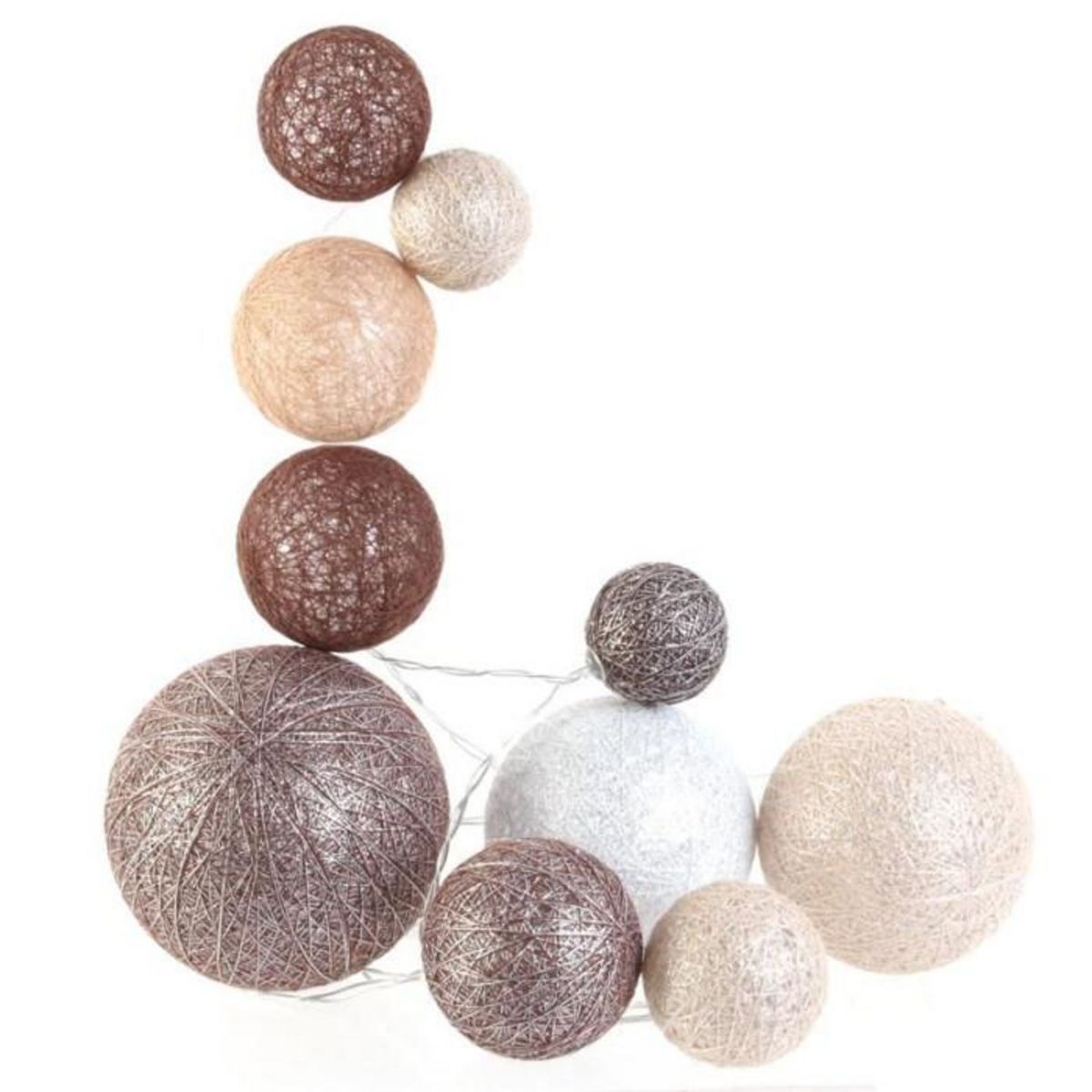 Paris Prix Guirlande Boules 10 Led  Multi Taille  192cm Marron