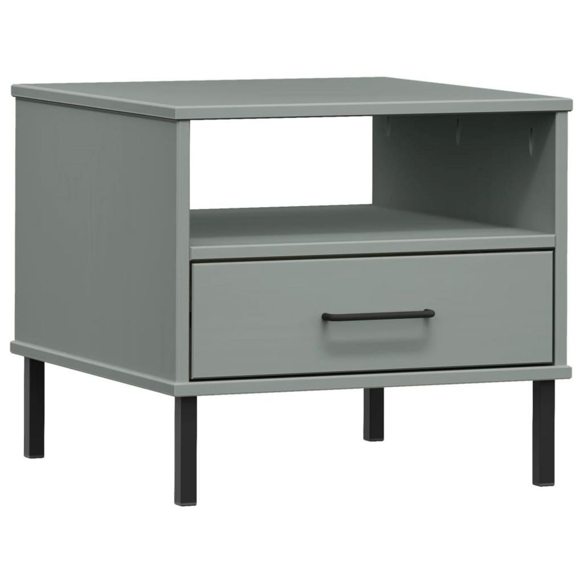 VIDAXL Table de chevet avec pieds en metal Gris Bois pin massif OSLO