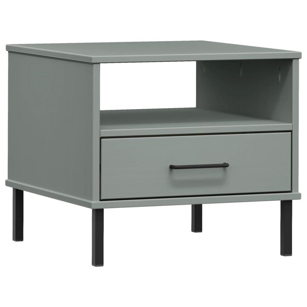 VIDAXL Table de chevet avec pieds en metal Gris Bois pin massif OSLO