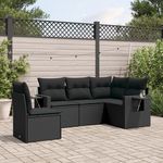 VIDAXL Salon de jardin 5 pcs avec coussins noir resine tressee