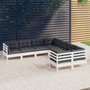 Voir la diapositive 1 : VIDAXL Salon de jardin 8 pcs avec coussins blanc bois de pin massif