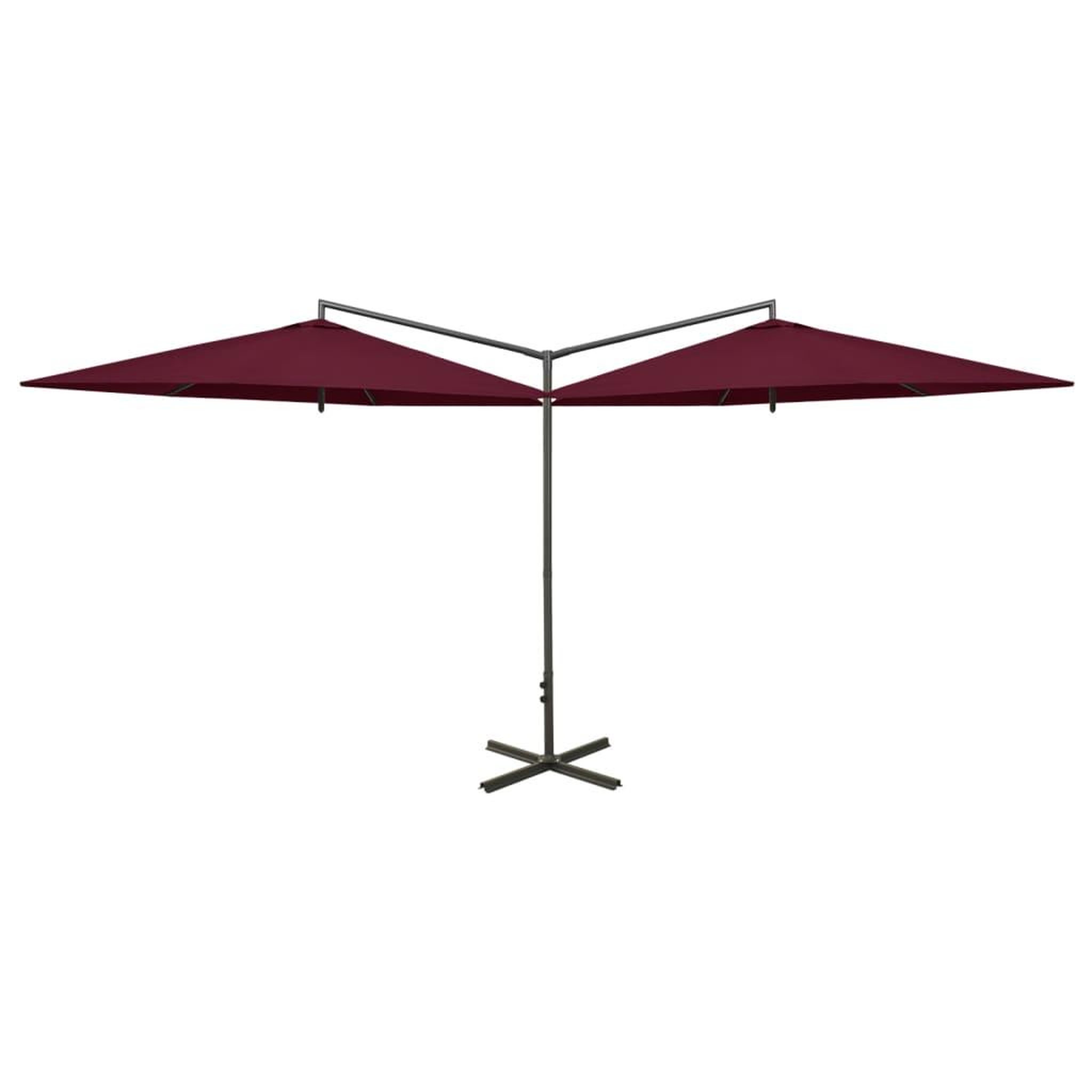 Voir la diapositive 2 : VIDAXL Parasol de jardin double et mat en acier Rouge bordeaux 600 cm