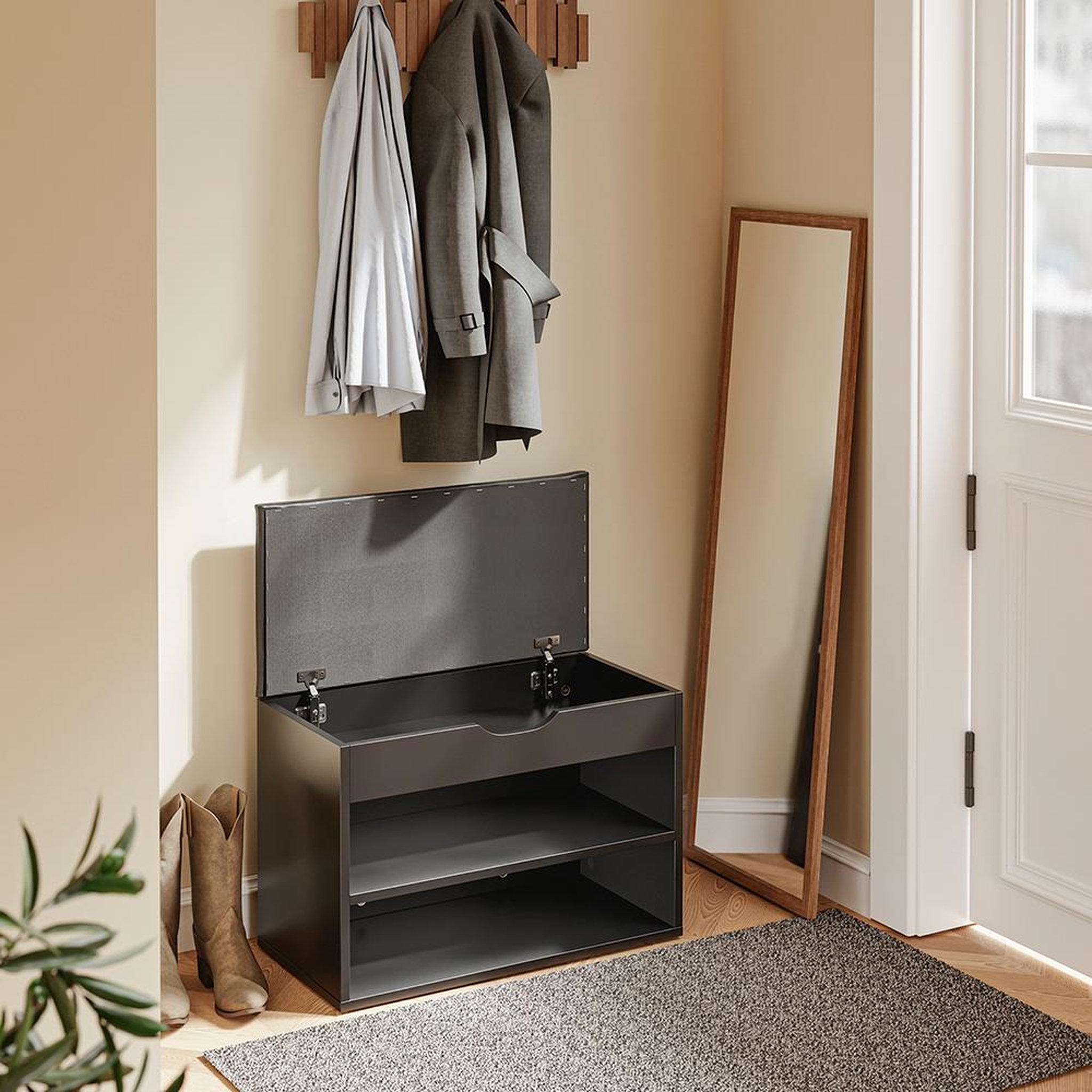Voir la diapositive 5 : SOBUY Banc Rangement Chaussures Noir 60x30x43cm FSR25-SCH