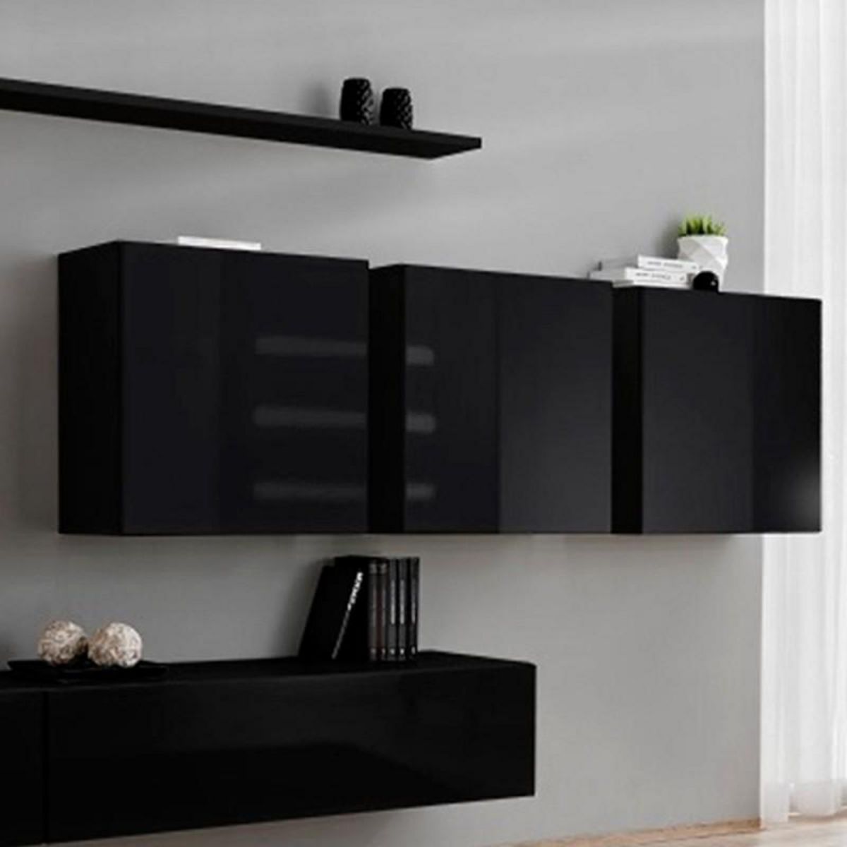 Paris Prix Meuble TV Mural Design  Switch VII  340cm Noir